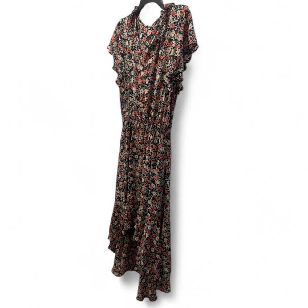 Kori Black and Floral High Low Dress